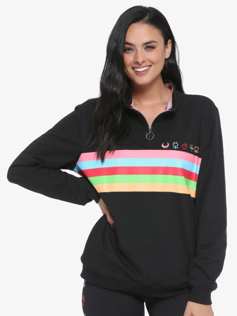 BoxLunch Sailor Moon Crystal Quarter Zip Pullover in Black - sz XS